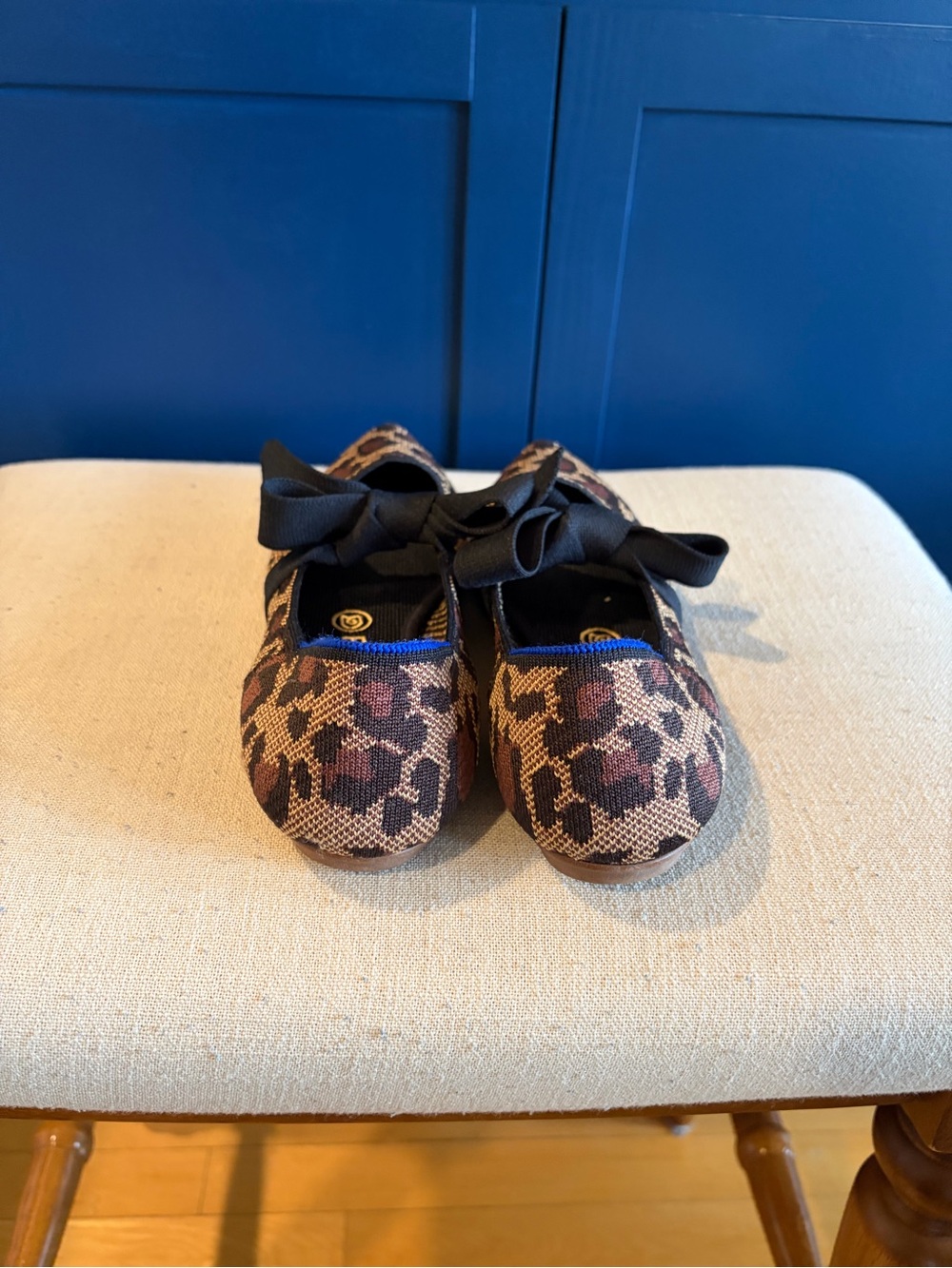 Rothy's Leopard-Print Pointed Flats with Black Bow - Picture 2 of 3